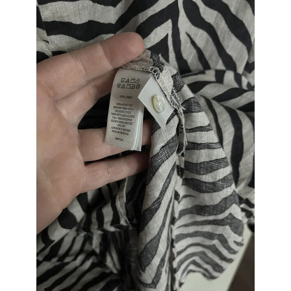 Tahari 100% Linen Zebra animal Print Tunic blouse Beach BoHo - Picture 6 of 8